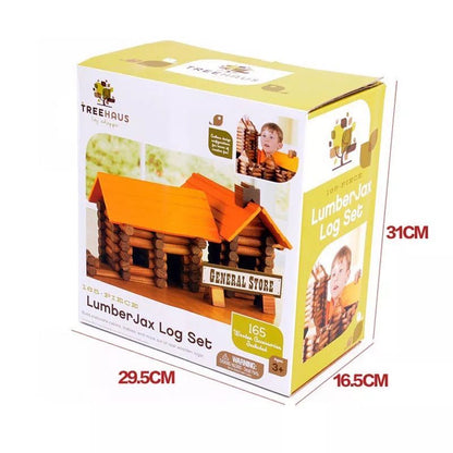 165 Wood Pieces Treehaus House Log - Open ended wooden toys