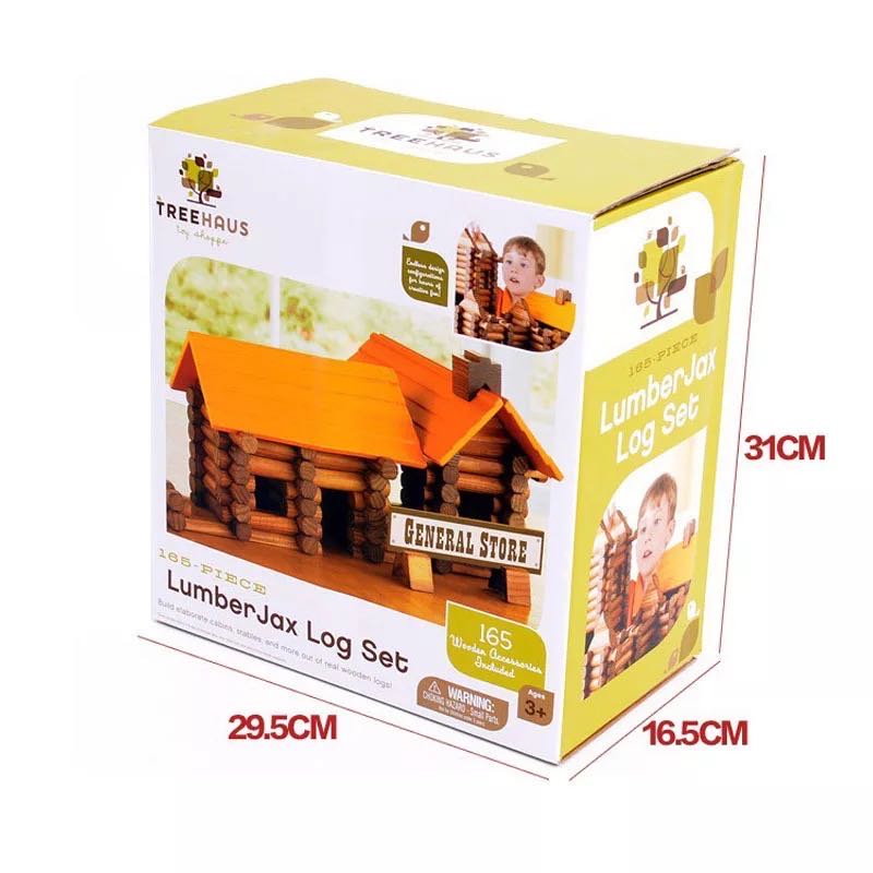 165 Wood Pieces Treehaus House Log - Open ended wooden toys