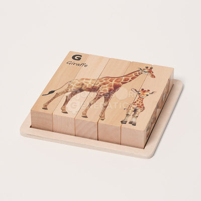 Fidtoy Puzzle en bois animaux pour bébés – Jouet éducatif rotatif 4 en 1 à partir de 2 ans