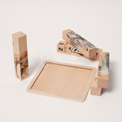 Fidtoy Puzzle en bois animaux pour bébés – Jouet éducatif rotatif 4 en 1 à partir de 2 ans