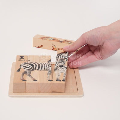 Fidtoy Puzzle en bois animaux pour bébés – Jouet éducatif rotatif 4 en 1 à partir de 2 ans