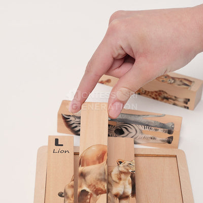 Fidtoy Puzzle en bois animaux pour bébés – Jouet éducatif rotatif 4 en 1 à partir de 2 ans