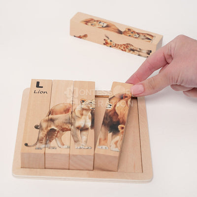 Fidtoy Puzzle en bois animaux pour bébés – Jouet éducatif rotatif 4 en 1 à partir de 2 ans