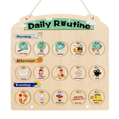 Wooden Visual Schedule for Kids - Sensory Routine Board for 3-6 Year Olds