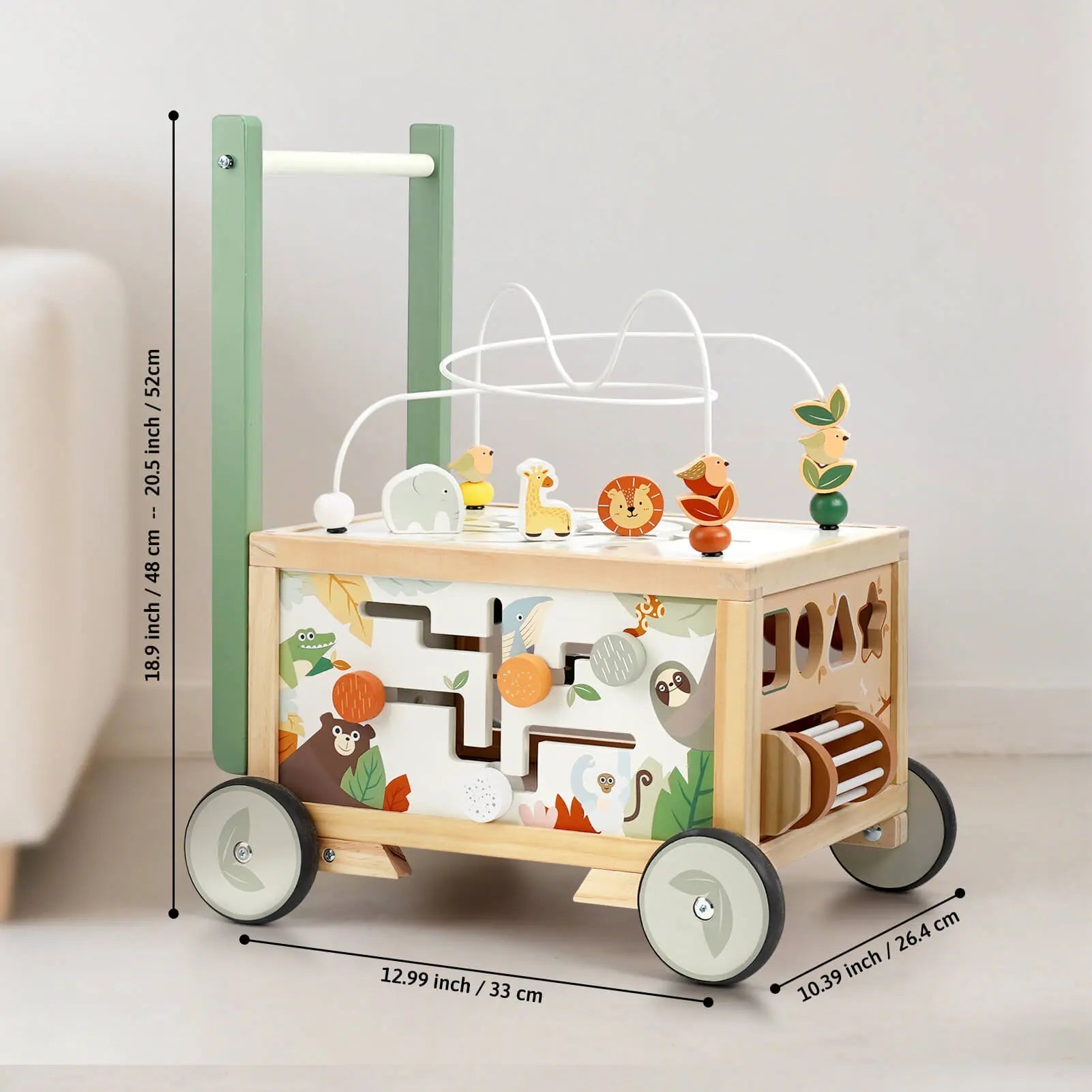 Fidtoy Adjustable Push Walker with Interactive Activity Cube