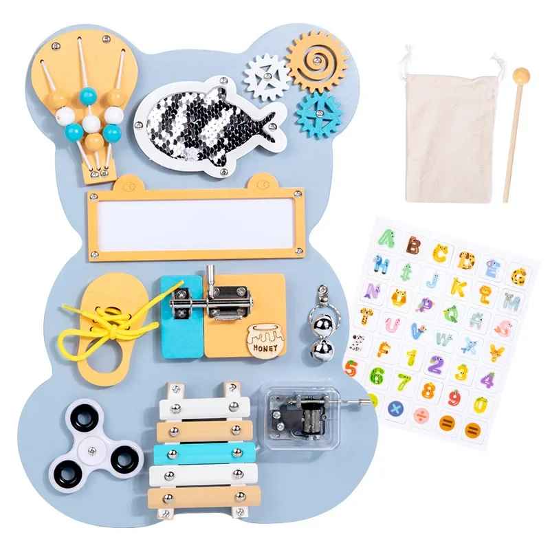 Wooden 10-in-1 Wooden Montessori Busy Board – Sensory Fun & Learning for Toddlers Keep Little Hands Busy! 10-in-1 Montessori Sensory Activity Board