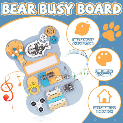 Wooden 10-in-1 Wooden Montessori Busy Board – Sensory Fun & Learning for Toddlers Keep Little Hands Busy! 10-in-1 Montessori Sensory Activity Board