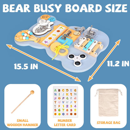 Wooden 10-in-1 Wooden Montessori Busy Board – Sensory Fun & Learning for Toddlers Keep Little Hands Busy! 10-in-1 Montessori Sensory Activity Board