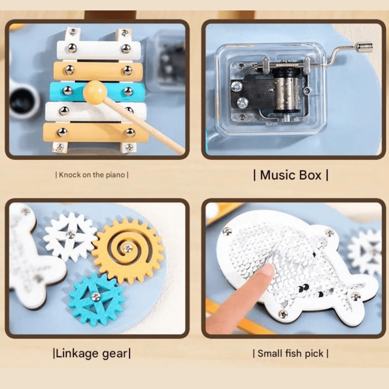 Wooden 10-in-1 Wooden Montessori Busy Board – Sensory Fun & Learning for Toddlers Keep Little Hands Busy! 10-in-1 Montessori Sensory Activity Board