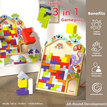 Wooden 3 in 1 Tetris - Parent Child Edition Multifunctional Building Blocks