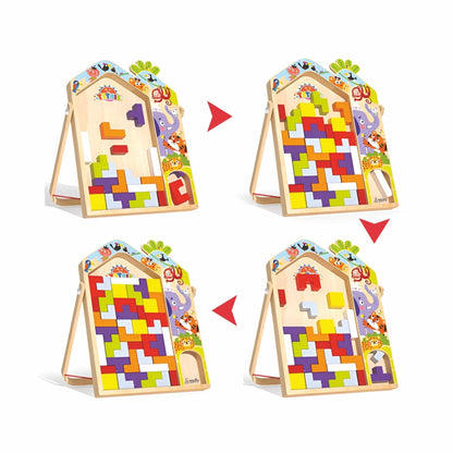 Wooden 3 in 1 Tetris - Parent Child Edition Multifunctional Building Blocks
