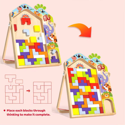 Wooden 3 in 1 Tetris - Parent Child Edition Multifunctional Building Blocks