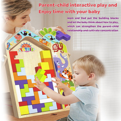 Wooden 3 in 1 Tetris - Parent Child Edition Multifunctional Building Blocks