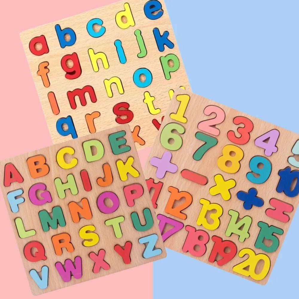 Wooden 3D Alphabets, Numbers & Maths Board - 3 in 1 Combo