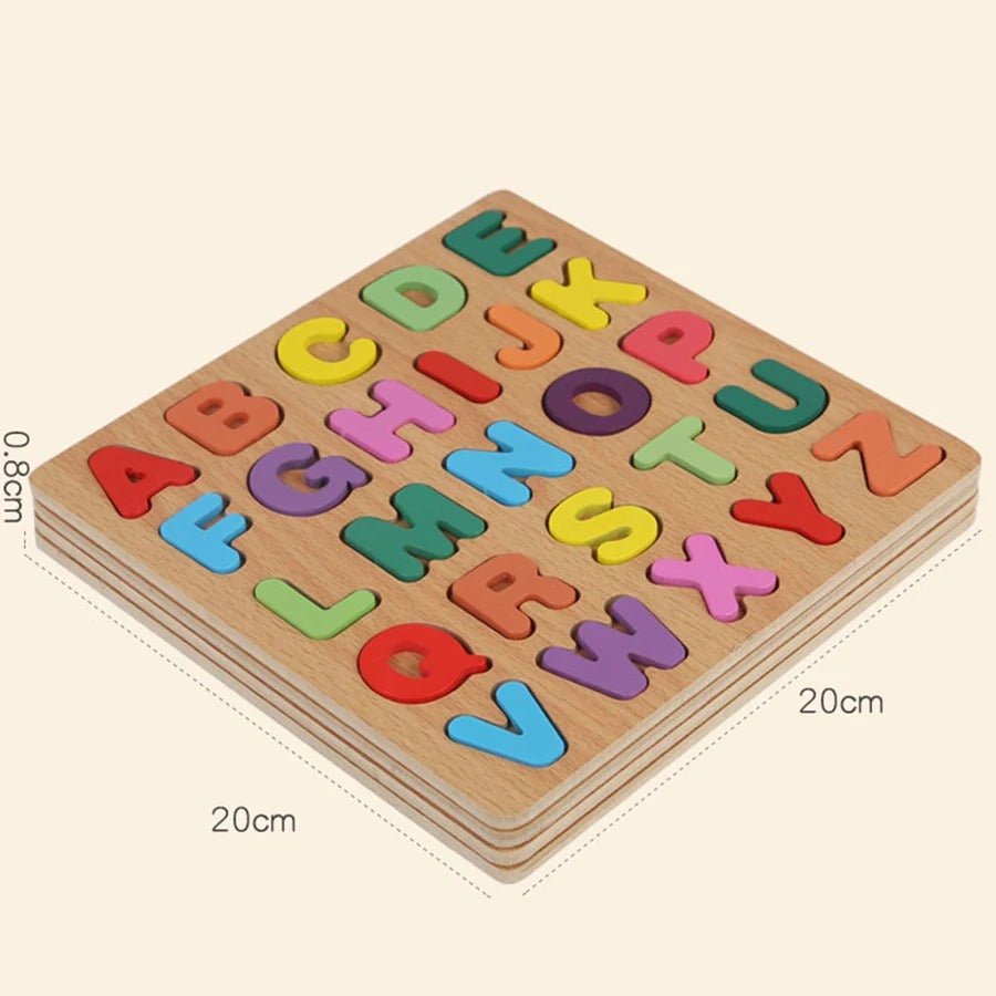 Wooden 3D Alphabets, Numbers, Shapes & Maths Board - 4 in 1 Combo