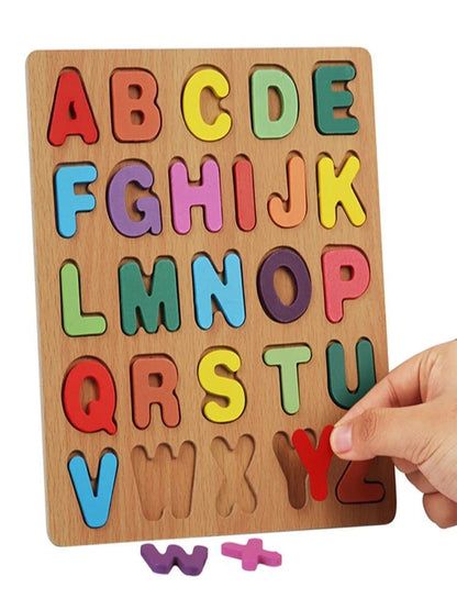 Wooden 3D Alphabets, Numbers, Shapes & Maths Board - 4 in 1 Combo