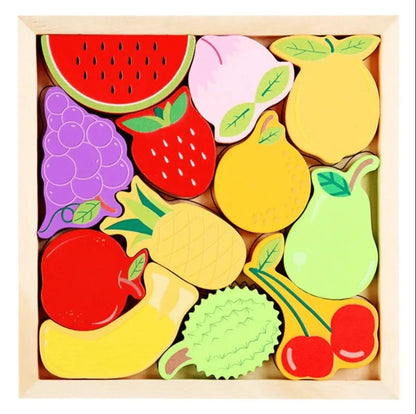 Wooden 3D Cognitive Puzzle Board, Pet Animal, Forest Animal, Dinosaur and Fruits & VegetablesPuzzle Sorting & Stacking Toys
