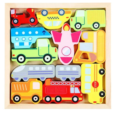 Wooden 3D Cognitive Puzzle Board, Pet Animal, Forest Animal, Dinosaur and Fruits & VegetablesPuzzle Sorting & Stacking Toys
