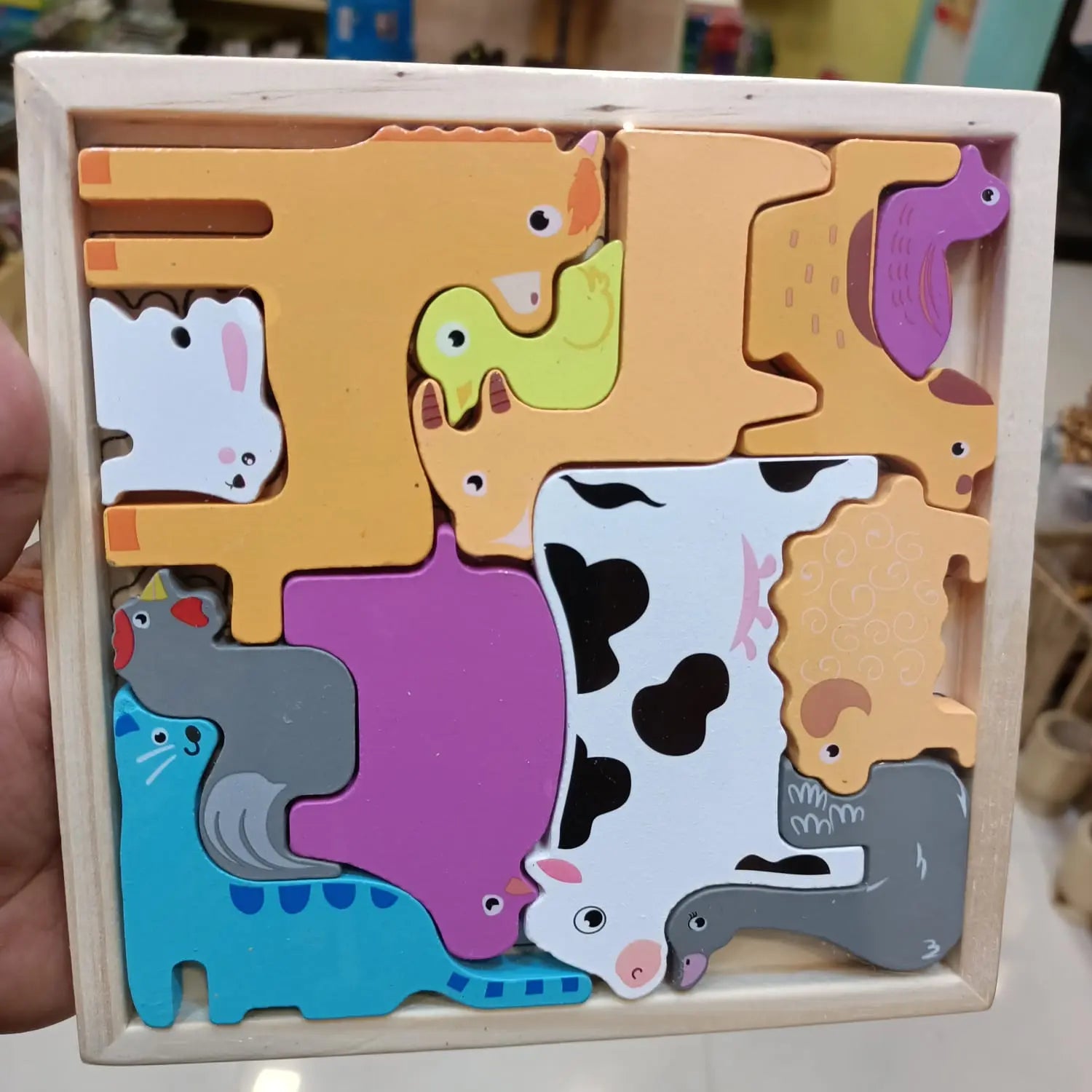 Wooden 3D Cognitive Puzzle Board, Pet Animal, Forest Animal, Dinosaur and Fruits & VegetablesPuzzle Sorting & Stacking Toys