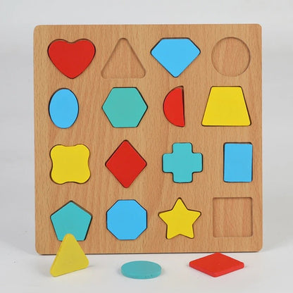 Wooden 3D Colorful Shapes Board