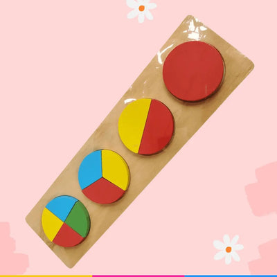Tableau de puzzle en bois avec formes de fractions 3D - Choisissez 1 planche