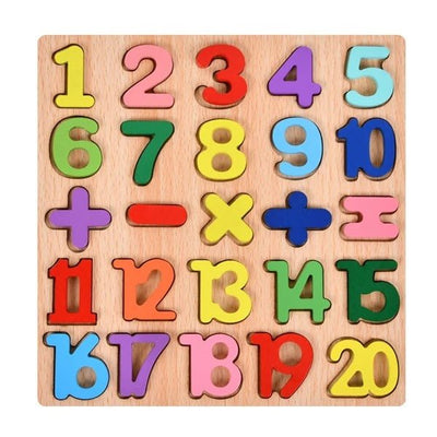Wooden 3D Number Math Board
