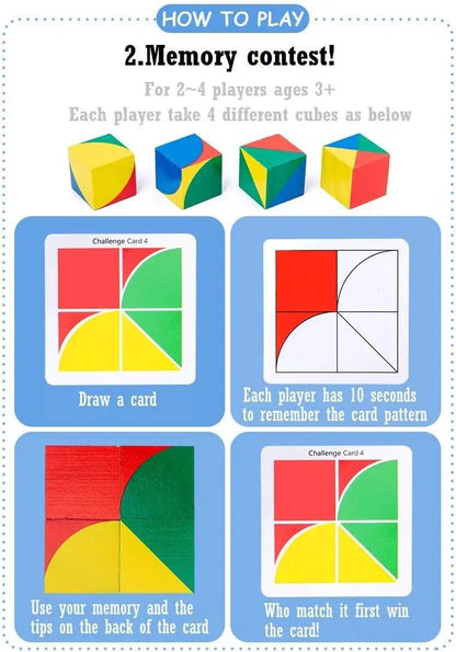 Wooden 3D Puzzle Pixy Cubes Block Game