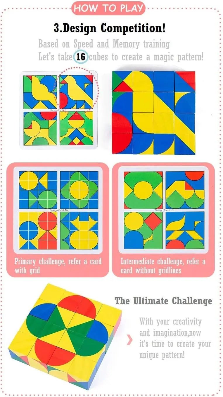 Wooden 3D Puzzle Pixy Cubes Block Game