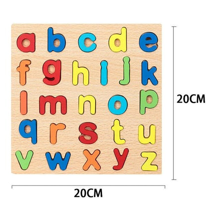 Wooden 3D Small Alphabets abcde Board