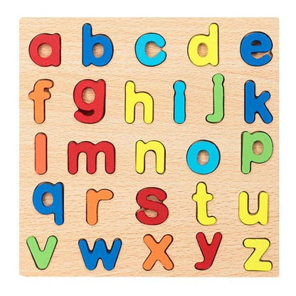 Wooden 3D Small Alphabets abcde Board
