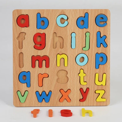 Wooden 3D Small Alphabets abcde Board