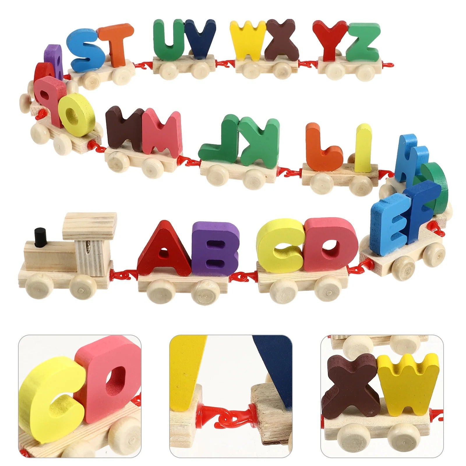 Train ABC en bois, ensemble de construction de train, jouets éducatifs précoces pour enfants de 2 ans et plus, pour garçons et filles (alphabets de train-jouet)