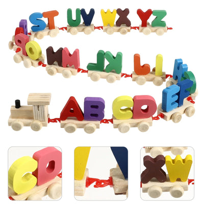 Train ABC en bois, ensemble de construction de train, jouets éducatifs précoces pour enfants de 2 ans et plus, pour garçons et filles (alphabets de train-jouet)