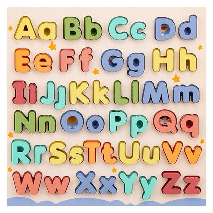 Upper and Lower Case Alphabet Board – Wooden Letter Puzzle for Early Literacy and Letter Recognition