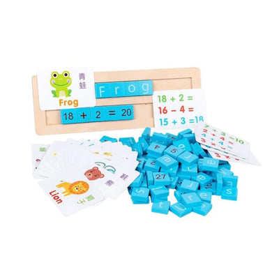 Ayudas didácticas de madera alfanuméricas Tarjetas didácticas Matemáticas Suma Resta Vocabulario Inglés