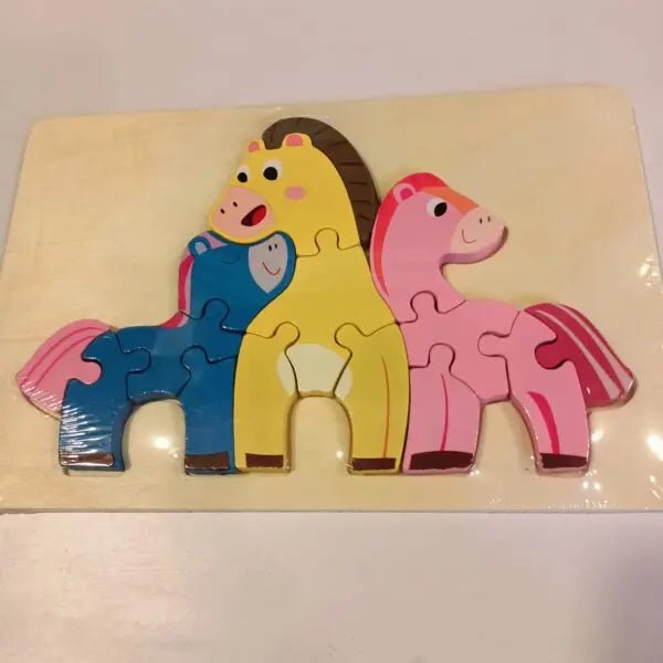 Wooden Animal Family Puzzle Board