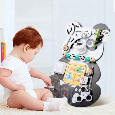 Rompecabezas de Oso de Madera con Tablero de Actividades – Juguete Sensorial Montessori de Bloqueo y Aprendizaje para Niños Pequeños | Regalo Educativo para Niños