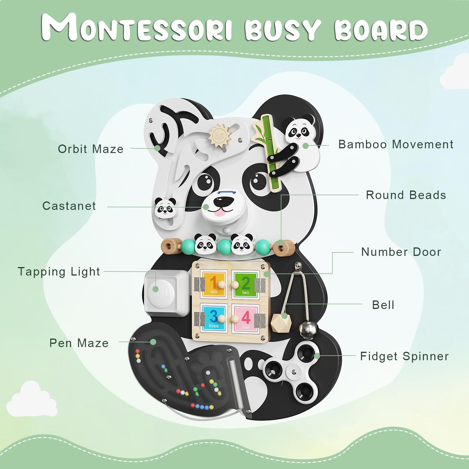 Rompecabezas de Oso de Madera con Tablero de Actividades – Juguete Sensorial Montessori de Bloqueo y Aprendizaje para Niños Pequeños | Regalo Educativo para Niños
