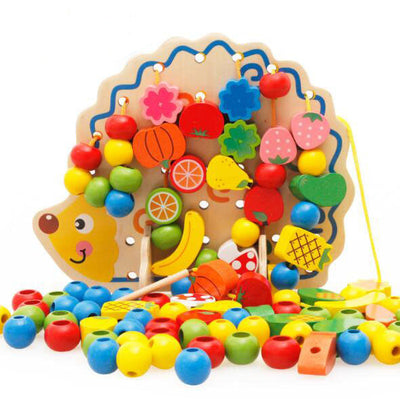 Fidtoy Hedgehog Bead Game Wooden Threading Toy
