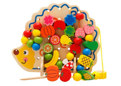 Fidtoy Hedgehog Bead Game Wooden Threading Toy