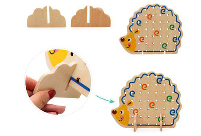 Fidtoy Hedgehog Bead Game Wooden Threading Toy