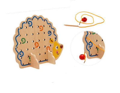 Fidtoy Hedgehog Bead Game Wooden Threading Toy