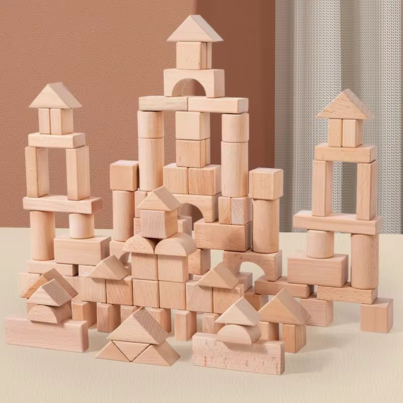 Wooden Building Blocks – 100 Pieces Open-Ended Construction Set
