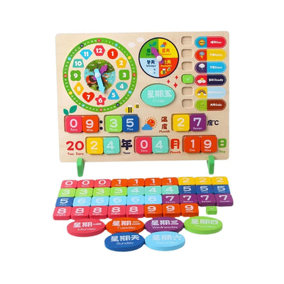 Horloge Calendrier en Bois | Jouet d'Éveil et Éducatif pour Enfants et Bébés