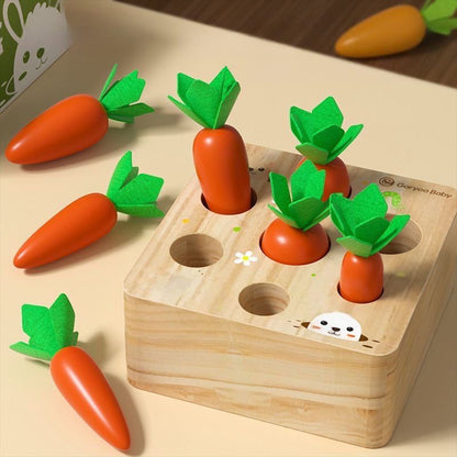 Carrot Harvest Matching Toy | Wooden Fine Motor & Size Sorting Activity