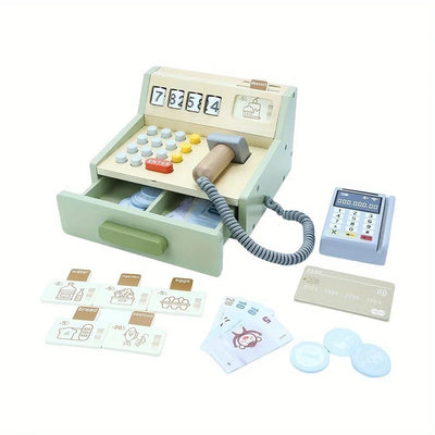 Juego de caja registradora de madera Juguetes de simulación para niños