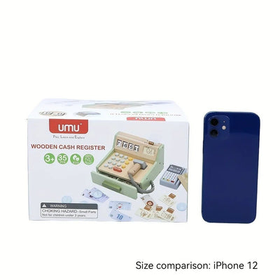 Juego de caja registradora de madera Juguetes de simulación para niños