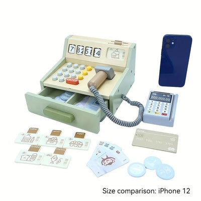 Juego de caja registradora de madera Juguetes de simulación para niños