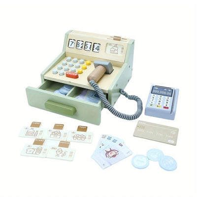 Juego de caja registradora de madera Juguetes de simulación para niños