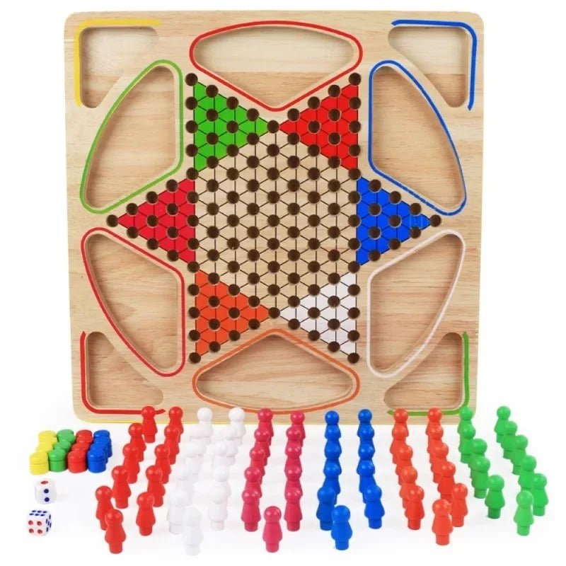 Wooden Checker Board & Ludo 2-in-1 Premium Classic Family Game